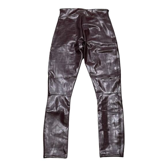 Spanx Leggings Women XS Ruby Red Spanxshape Faux Leather Grunge Baddie Club Edgy - Picture 2 of 7